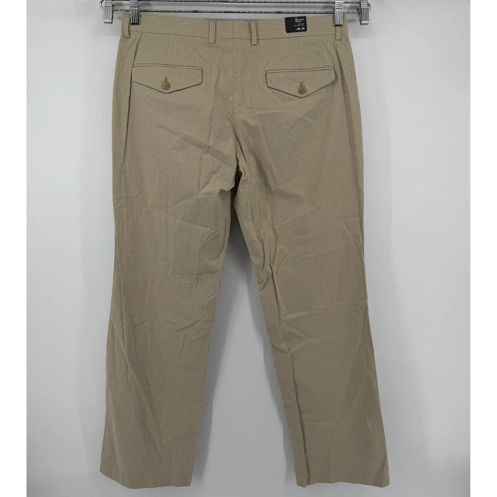 Express Pants Mens 36x32 Tan Pinstripe The Producer Modern Fit Cotton‎ Trousers